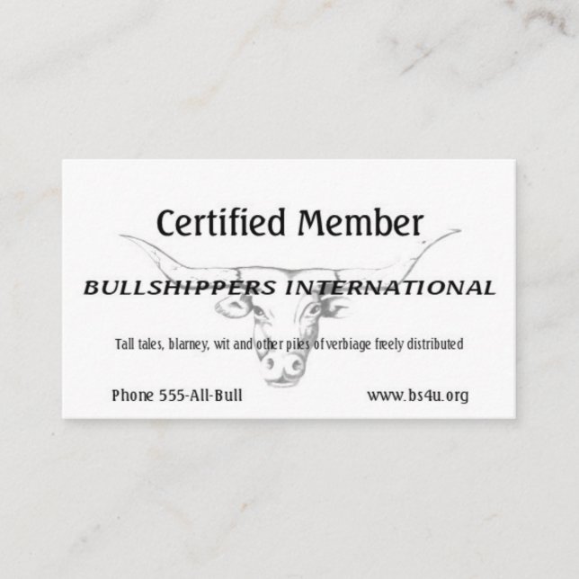 Bullshippers International membership  Business Card (Front)