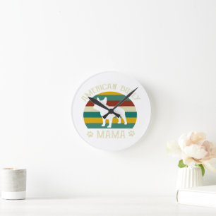Bully American Mama Bulldog Mom Round Clock