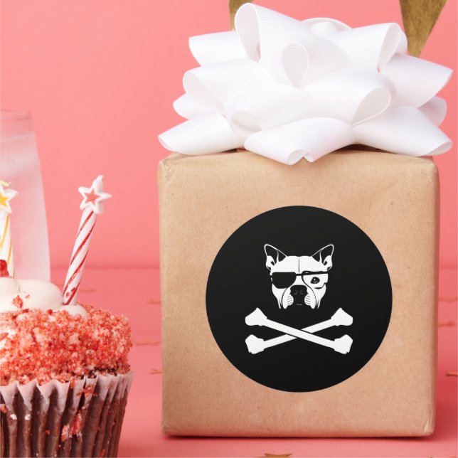 bully and crossbones classic round sticker (Party)