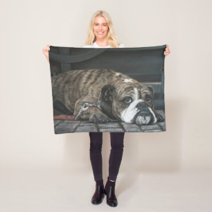 Bully Blues Bulldog Fleece Blanket