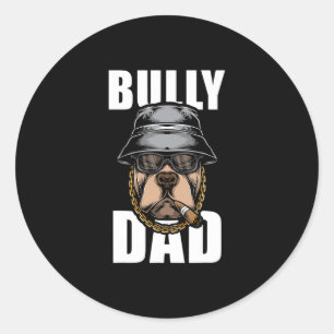 Bully Dad Bulldog Pitbull Classic Round Sticker