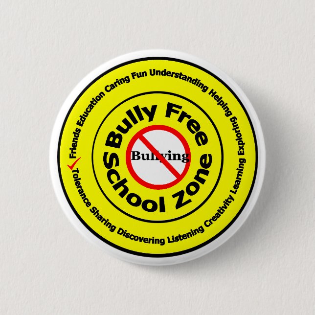 Bully Free School Zone 2 Inch Round Button (Front)