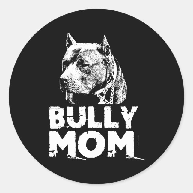 Bully Mom American Pitbull Classic Round Sticker (Front)