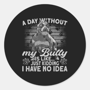 Bully Tbull Stuffed Animal Outfit Dog American Bul Classic Round Sticker