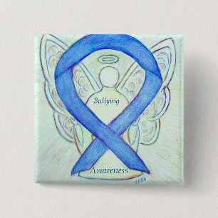 Bullying Awareness Angel Blue Ribbon Pin