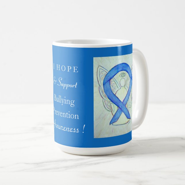Bullying Prevention Awareness Ribbon Coffee Mugs (Front Right)