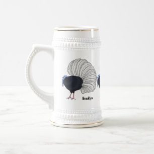 Bulwer's pheasant bird cartoon illustration beer stein