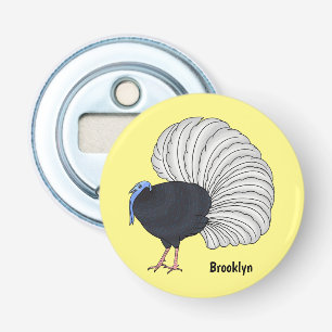 Bulwer's pheasant bird cartoon illustration bottle opener