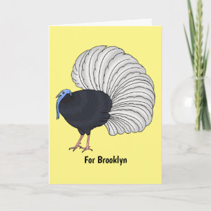 Bulwer's pheasant bird cartoon illustration card