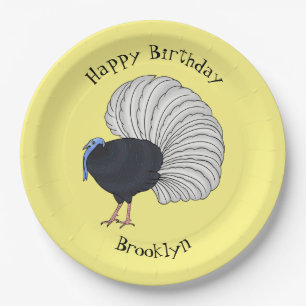 Bulwer's pheasant bird cartoon illustration paper plate