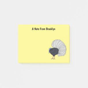 Bulwer's pheasant bird cartoon illustration post-it notes