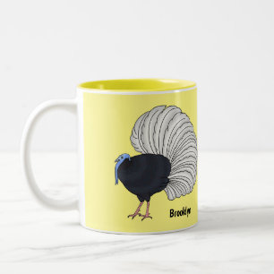 Bulwer's pheasant bird cartoon illustration Two-Tone coffee mug