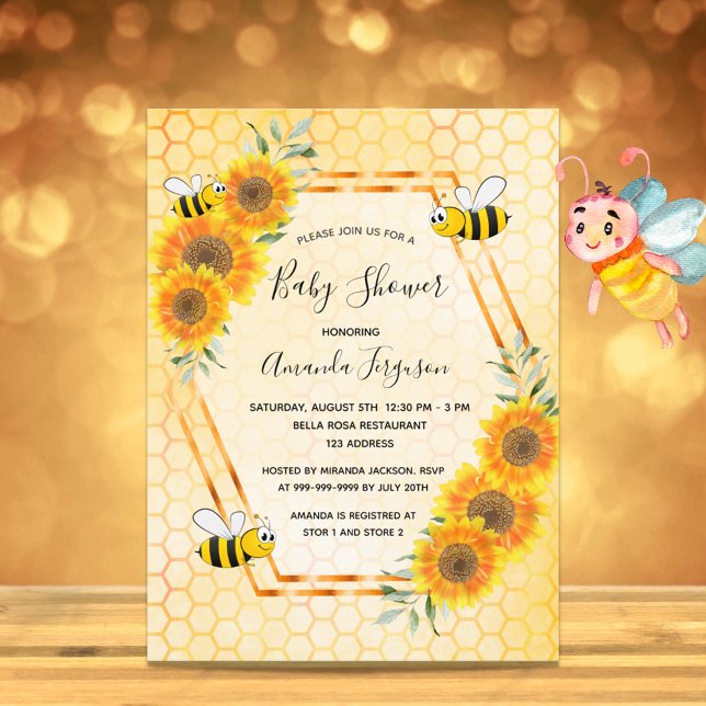 Bumble abeille nid d'abeille invitation baby showe (Créateur téléchargé)