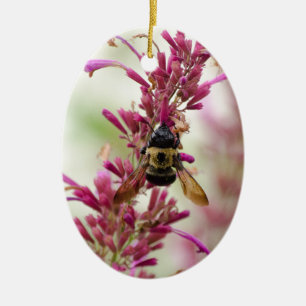 Bumble and Magenta Ceramic Ornament