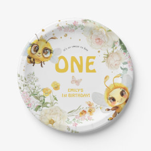 Bumble Bee 1st Birthday Party Paper Plate