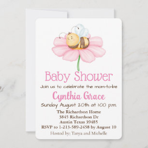 Bumble Bee and Flower Baby Shower Invitation