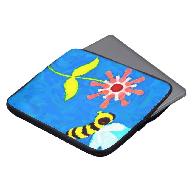 Bumble Bee and Flower Laptop Computer Sleeve (Front Top)