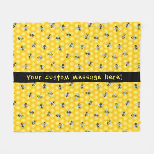 Bumble Bee and Honeycomb Pattern Fleece Blanket