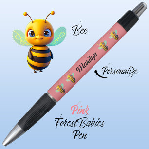 Bumble Bee, Animal Gift, Honeybee Colourful Pink Pen