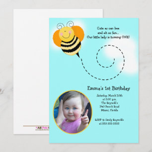Bumble Bee Anniversaire Photo Invitation