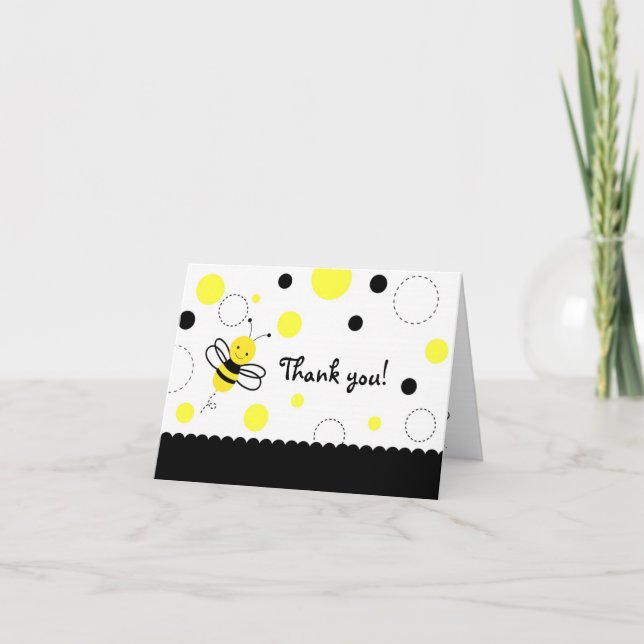Bumble Bee Anniversaire Plié Merci Cartes de notes (Devant)