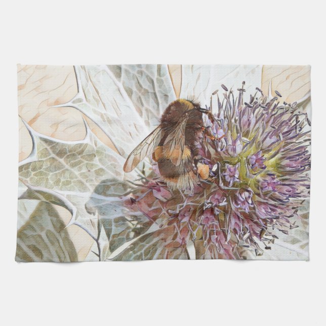 Bumble bee art style imprimé serviette de thé (Horizontal)