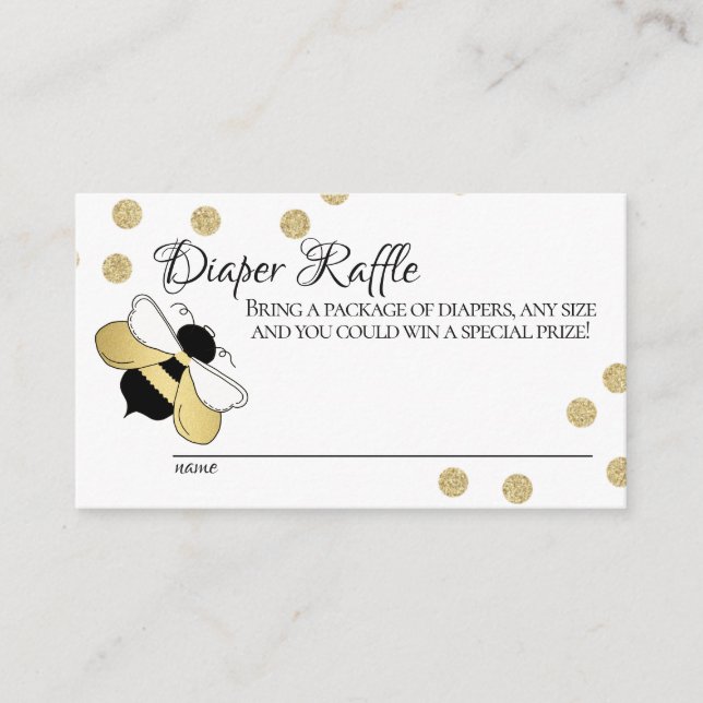 Bumble Bee Baby Diaper Raffle Enclosure Card (Front)