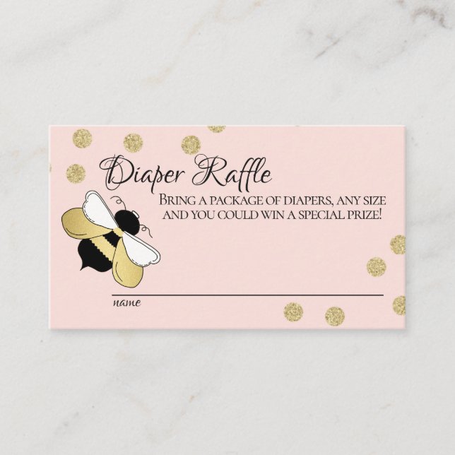 Bumble Bee Baby Diaper Raffle Pink Enclosure Card (Front)