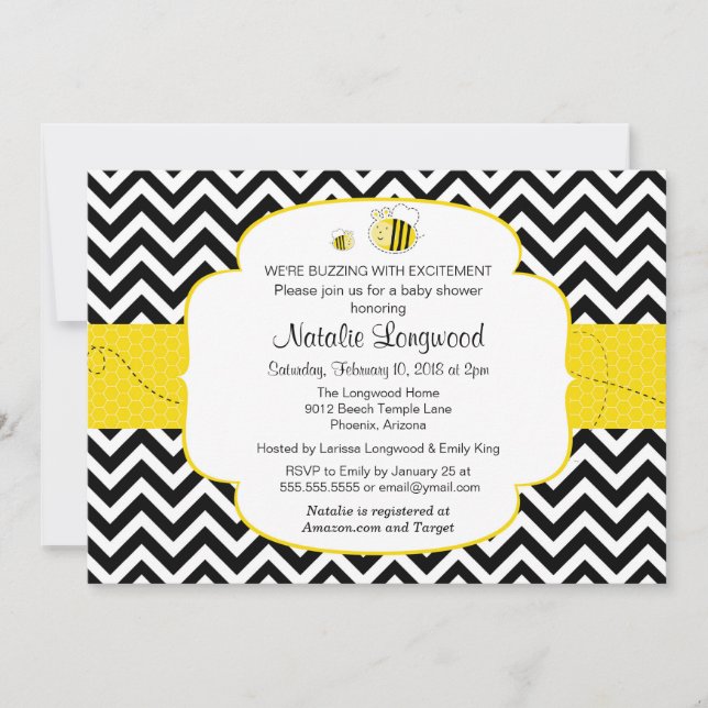 Bumble Bee Baby Shower, Buzzing with Excitement Invitation (Front)