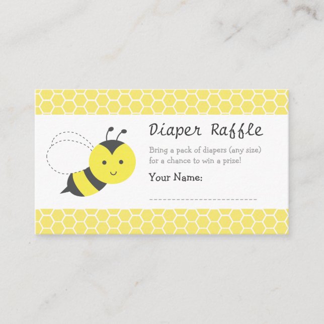 Bumble Bee Baby Shower, Diaper Raffle Tickets Enclosure Card (Front)