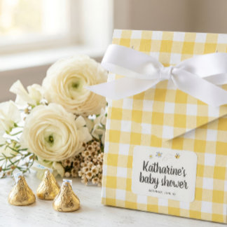 Bumble Bee Baby Shower Favour Boxes Yellow Gingham