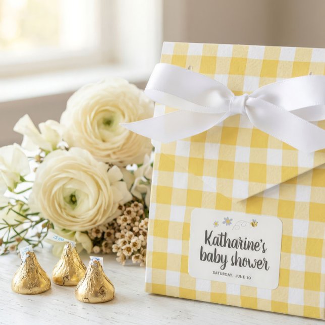 Bumble Bee Baby Shower Favour Boxes Yellow Gingham (Creator Uploaded)