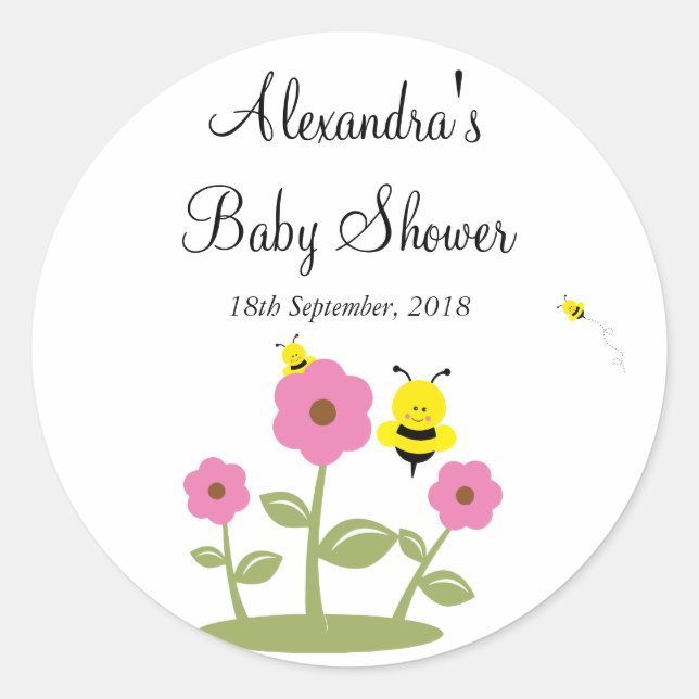 Bumble Bee Baby Shower Favour Stickers (Front)