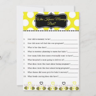 Bumble Bee Baby Shower Game Who Knows Mommy Best