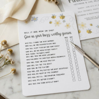 Bumble Bee Baby Shower Games, Bee Theme Party Game Invitation