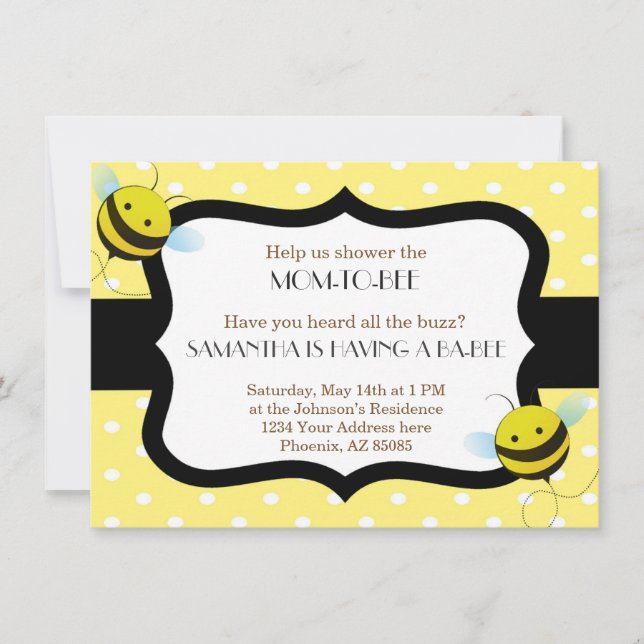 Bumble Bee Baby shower Invitation (Devant)