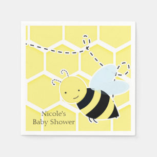 Bumble Bee Baby Shower Modern Yellow & Black Napkin