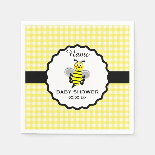 Bumble Bee Baby Shower Paper Napkin (Front)