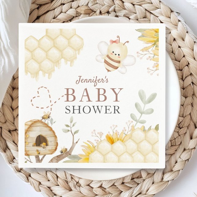 Bumble Bee Baby Shower Paper Napkin (Creator Uploaded)
