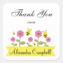 Bumble Bee Baby shower Stickers Merci