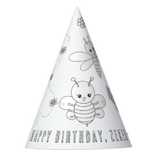 Bumble Bee Birthday Party-Colour Your Own Party Ha Hat
