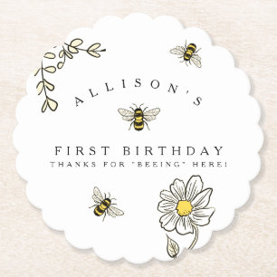 Bumble Bee Birthday Party Custom Coaster