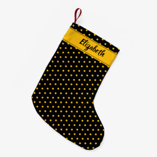 Bumble Bee Black and Yellow Polka Dot Custom Small Christmas Stocking