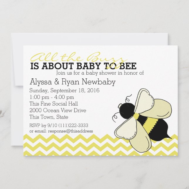 Bumble Bee Buzz Baby Shower Invitation (Front)