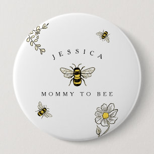 Bumble bee Buzzy Bee Mommy to Bee 4 Inch Round Button