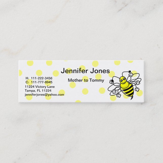 Bumble Bee Calling Card (Front)