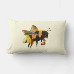 Bumble Bee carrying pollen Lumbar Pillow