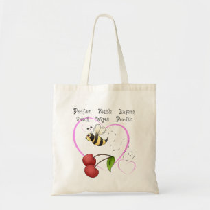 Bumble Bee Cherry Pink Heart Baby Supplies Tote Bag