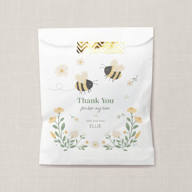 Bumble Bee Children's Birthday Party Favour Bag (Wildflower Flight - Honey Bee Birthday Party Favor Bag)