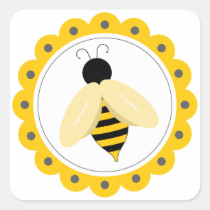 Bumble Bee Circle Square Sticker